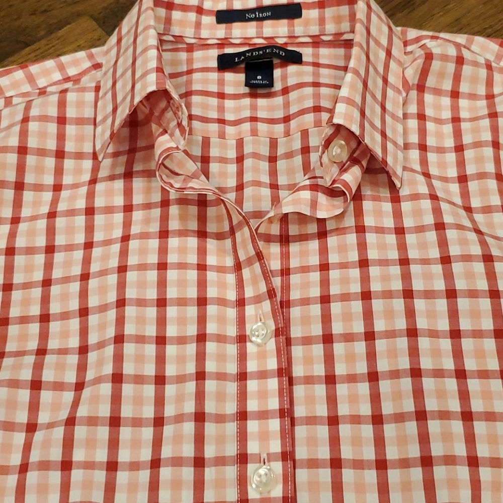 Womens Land's End pink button down top size 8 - Picture 2 of 4
